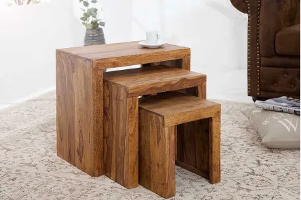 Table d'appoint gigogne en bois massif