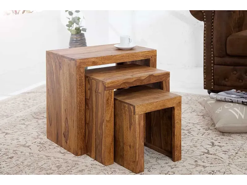 Table d'appoint gigogne en bois massif