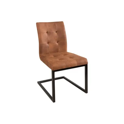 Chaise cantilever style capitonné coloris cognac 2