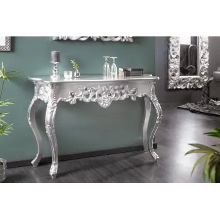 Meuble console 110 cm design classique coloris argenté