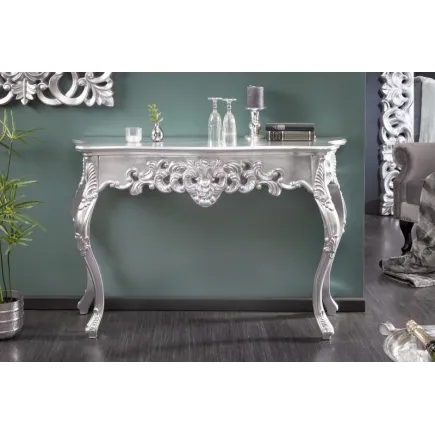 Meuble console 110 cm design classique coloris argenté 2