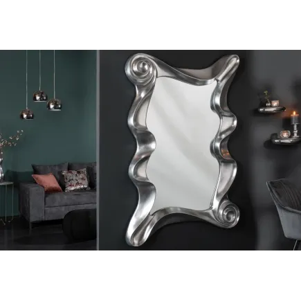Miroir mural moderne en polyresine teinté argent 2