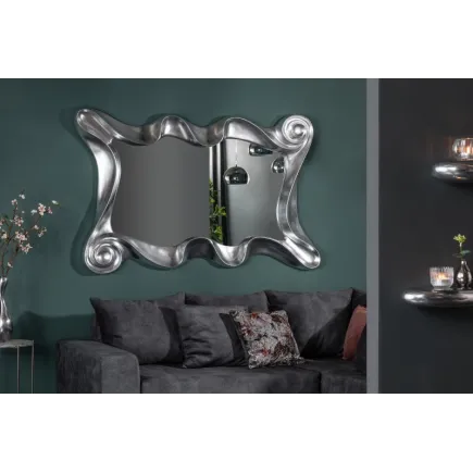 Miroir mural moderne en polyresine teinté argent