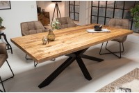 Table sale à manger 180 cm en bois massif et pied Mikado métal noir design Table sale à manger 180 cm en bois massif et pied Mikado métal noir design
