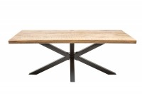 Table sale à manger 180 cm en bois massif et pied Mikado métal noir design Table sale à manger 180 cm en bois massif et pied Mikado métal noir design