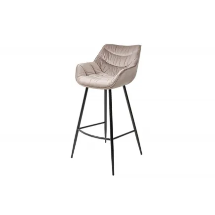 Tabouret de bar design scandinave coloris champagne en microfibre