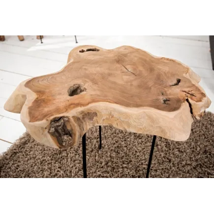 Table d'appoint en bois massif style rustique