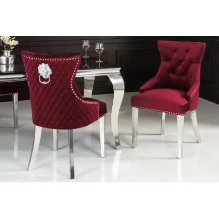 Chaise salle à manger LISA, élégante, en velours, rouge, design baroque 2