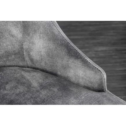 Chaises design capitonné PAULA avec pied baroque en acier inoxydable, velours, gris, doré 2