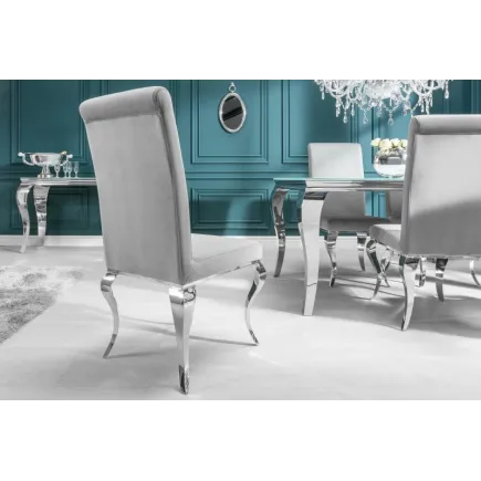 Chaise de salle à manger design baroque coloris gris argenté 2