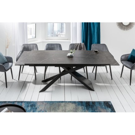 Table à manger 180-220-260cm céramique  aspect de pierre graphite 2