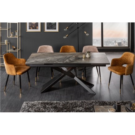 Table à manger extensible 180-220-260cm céramique  aspect marbre foncé 2