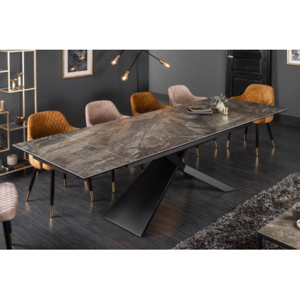 Table à manger extensible 180-220-260cm céramique  aspect marbre foncé