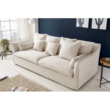 Canapé 3 places en tissu coloris beige
