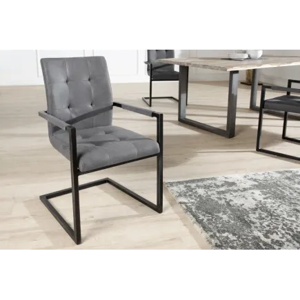 Ensemble de 2 chaises capitonnées gris
