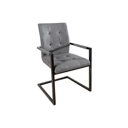 Ensemble de 2 chaises capitonnées gris 2