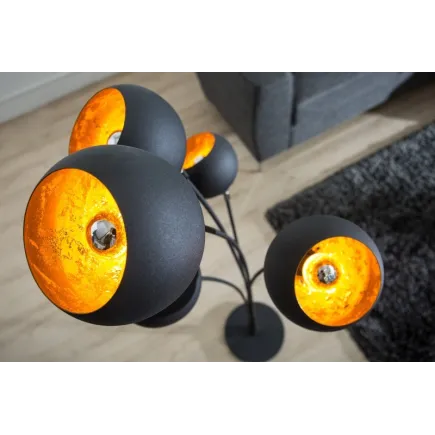 Lampadaire design en métal coloris or noir 170cm