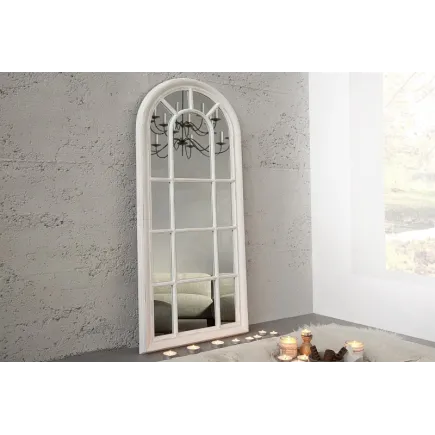 Miroir design Fenêtre avec cadre en bois blanc