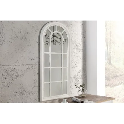 Miroir design Fenêtre avec cadre en bois blanc 2