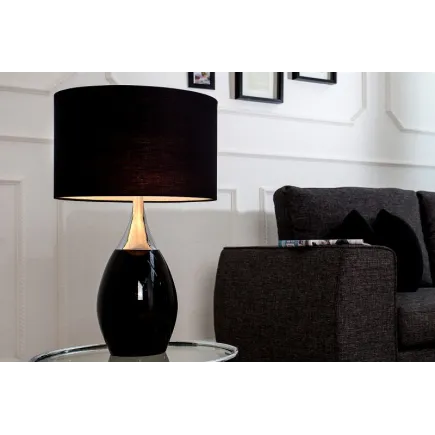 Lampe à poser moderne en métal et en toile de couleur noire