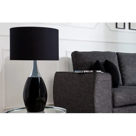 Lampe à poser moderne en métal et en toile de couleur noire 2