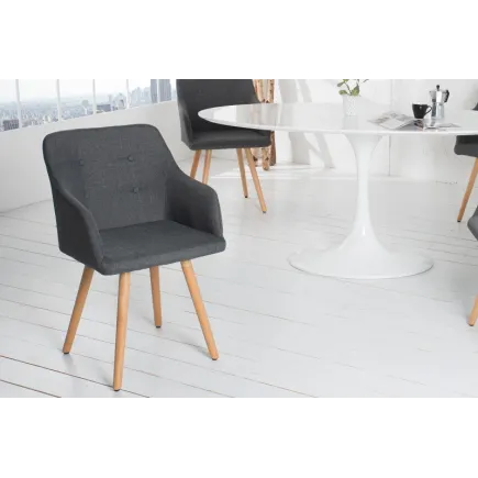 Lot de 2 fauteuils scandinaves en tissu gris foncé
