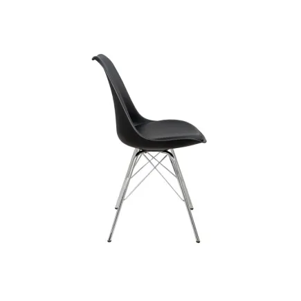 Ensemble de 4 chaises style scandinaves en simili cuir noir et piétement métallique 2