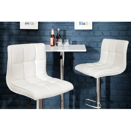 Lot de 2 tabourets de bar design en simili cuir blanc