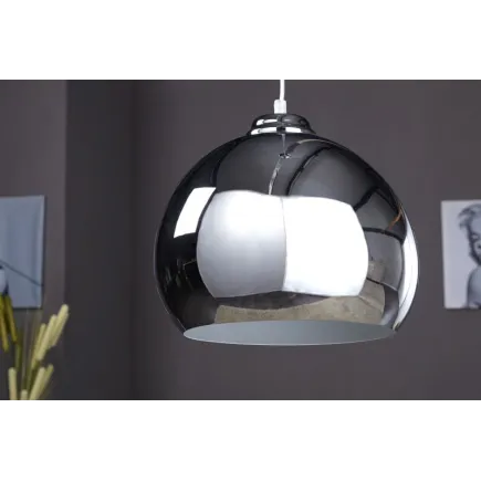 Lampe suspendue design boule en métal chromé 2
