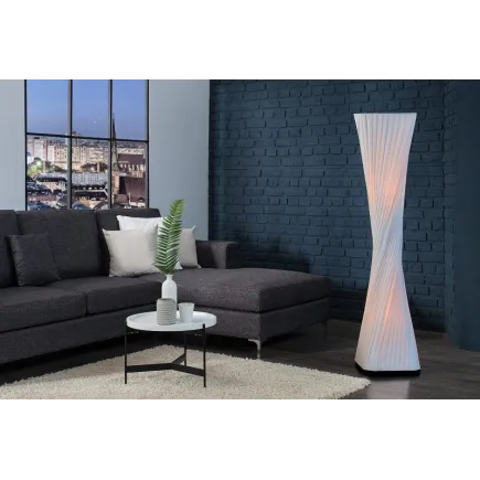 Lampadaire ovale 120 cm en tissu de latex plissé coloris blanc