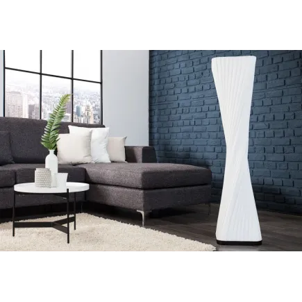 Lampadaire ovale 120 cm en tissu de latex plissé coloris blanc 2