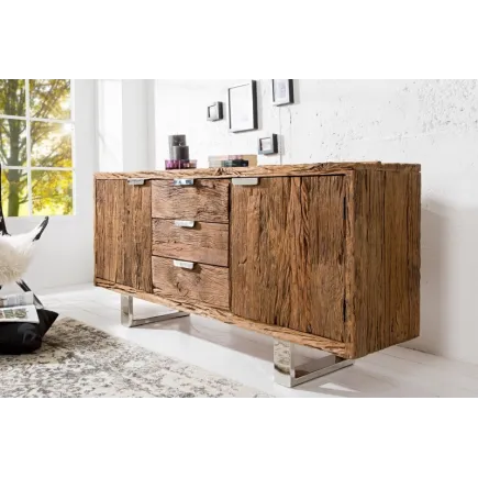 Enfilade design 2 portes 3 tiroirs en bois massif 2