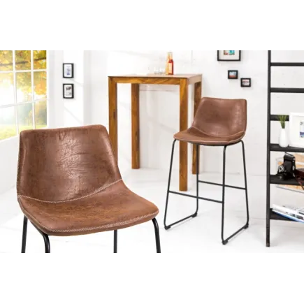 2 tabourets de bar design coloris brun 2