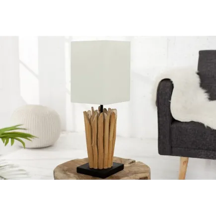Lampe à poser de 15 cm en bois flotté coloris blanc 2