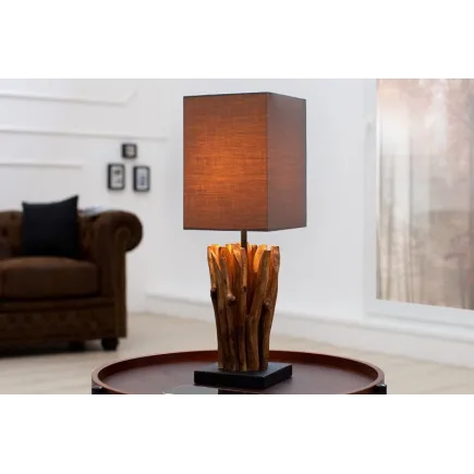 Lampe à poser de 15 cm en bois flotté coloris brun gris