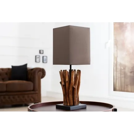 Lampe à poser de 15 cm en bois flotté coloris brun gris 2
