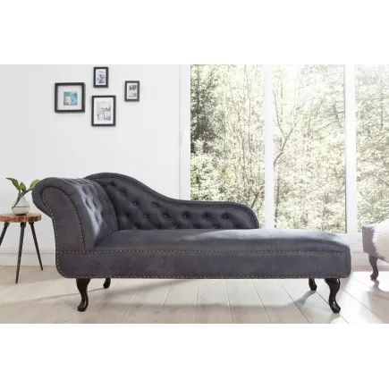 Meridienne Chesterfield en microfibre gris