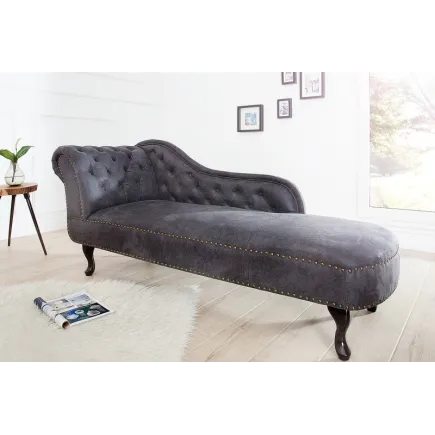 Meridienne Chesterfield en microfibre gris 2
