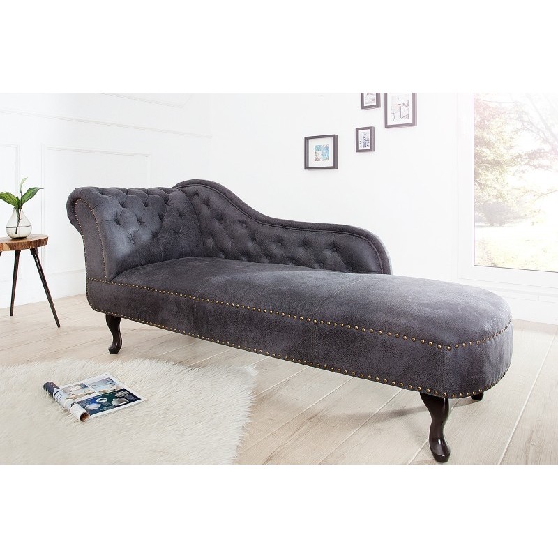 Meridienne Chesterfield en microfibre gris
