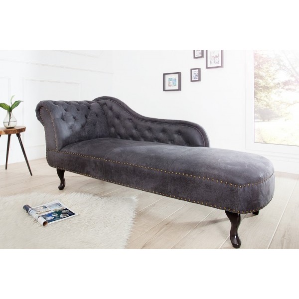 Meridienne Chesterfield en microfibre gris