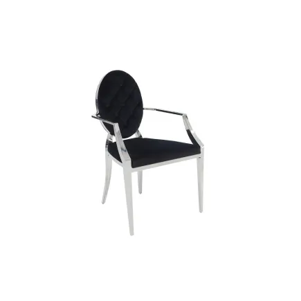 Chaise de salle à manger design baroque en velours noir, capitonné 2