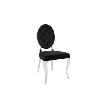 Chaise baroque en velours noir style capitonné 2