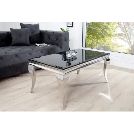 Table basse noir/argenté de style baroque 100 cm