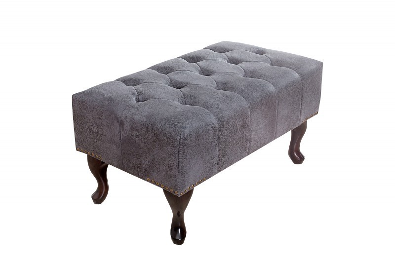 Pouf Chesterfield en microfibre gris