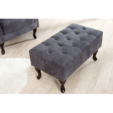 Pouf Chesterfield en microfibre gris