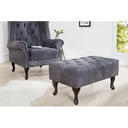 Pouf Chesterfield en microfibre gris 2