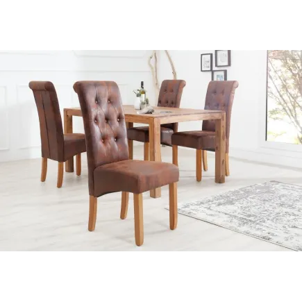 Ensemble de 2 chaises capitonnées Chesterfield coloris brun