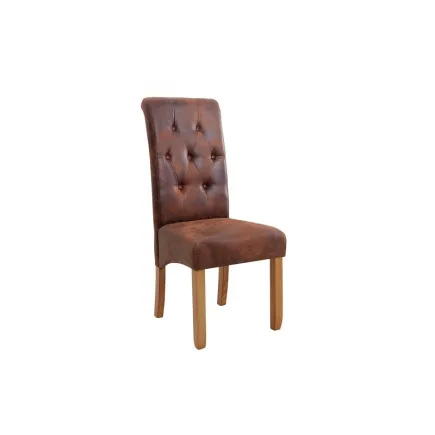 Ensemble de 2 chaises capitonnées Chesterfield coloris brun 2