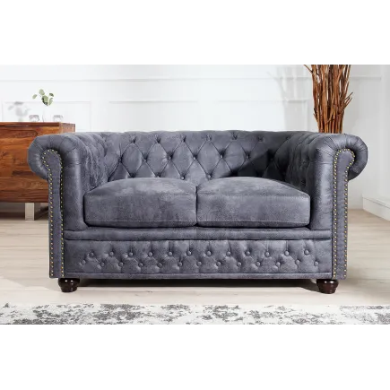 Canapé Chesterfield en microfibre gris