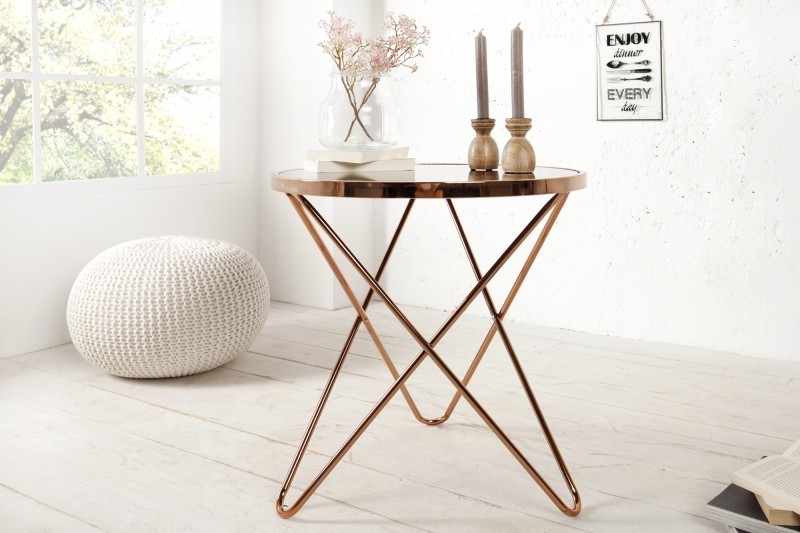 Table d'appoint 60 cm en verre noir et métal